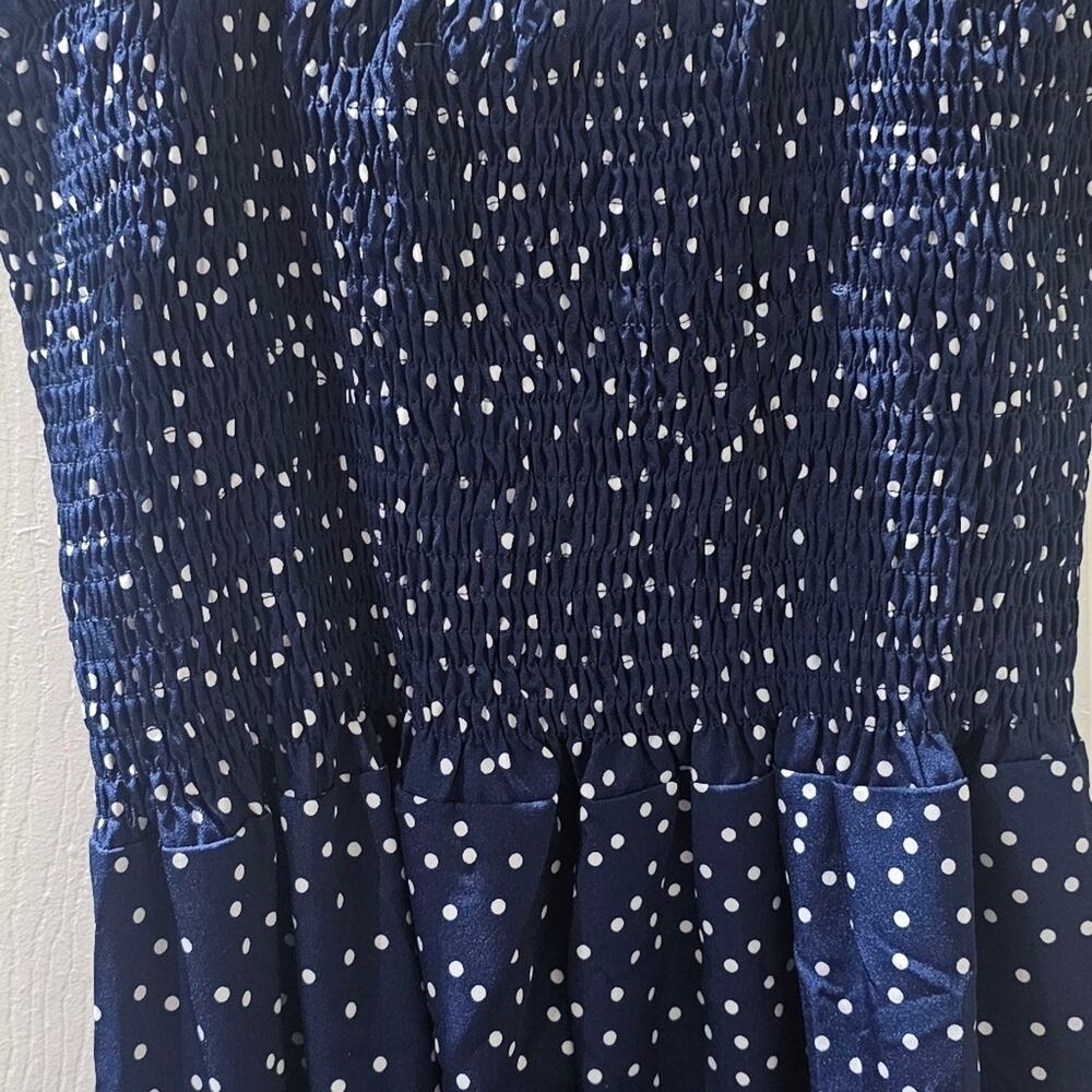 D&M Collection L NWT Navy Ruched Wide Leg Romper Coastal Wedding Guest 90's Y2K - Picture 6 of 10